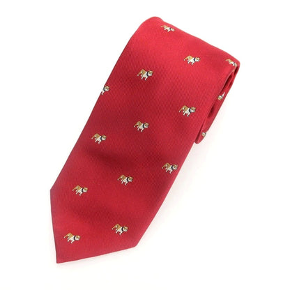 [Used] Dunhill Bulldog Pattern Tri-Fold Silk Tie Red [Condition Rank B] [Men&