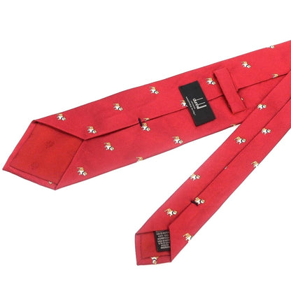 [Used] Dunhill Bulldog Pattern Tri-Fold Silk Tie Red [Condition Rank B] [Men&