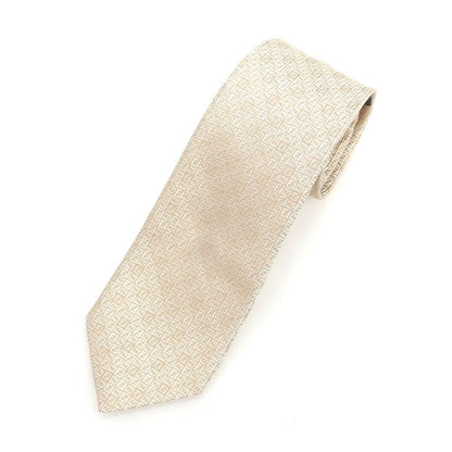 [Used] Fendi FF logo tri-fold silk tie, narrow tie, beige [Condition: B] [Men&