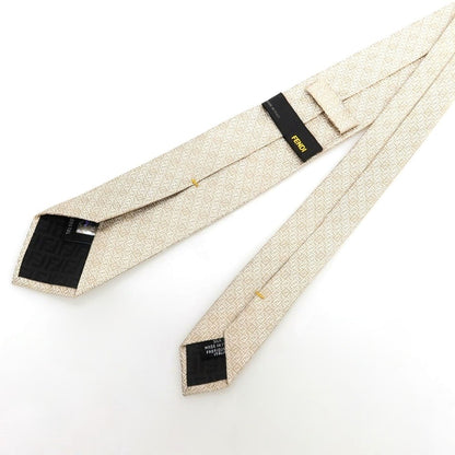 [Used] Fendi FF logo tri-fold silk tie, narrow tie, beige [Condition: B] [Men&