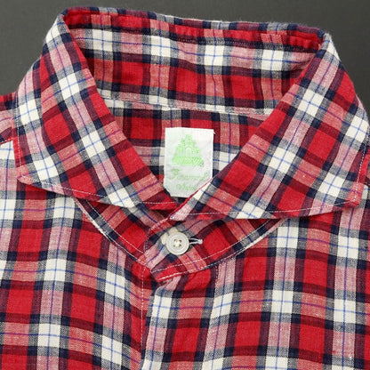 [Used] Finamore linen horizontal collar casual shirt
 Red x Navy x White [Size L] [RED] [S/S] [Condition Rank B] [Men&