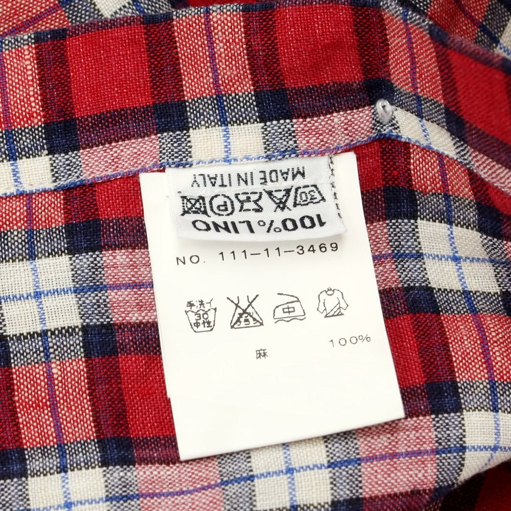 [Used] Finamore linen horizontal collar casual shirt
 Red x Navy x White [Size L] [RED] [S/S] [Condition Rank B] [Men&