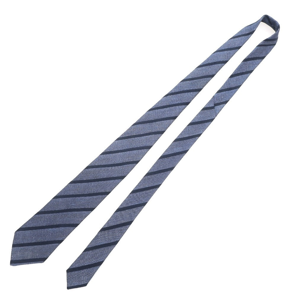 [Used] Stefano Bigi Linen Silk Striped Tie Navy [Condition Rank B] [Men&