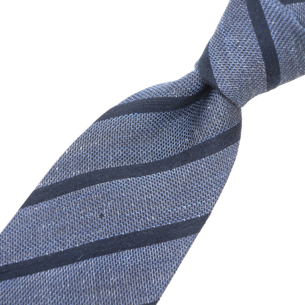 [Used] Stefano Bigi Linen Silk Striped Tie Navy [Condition Rank B] [Men&
