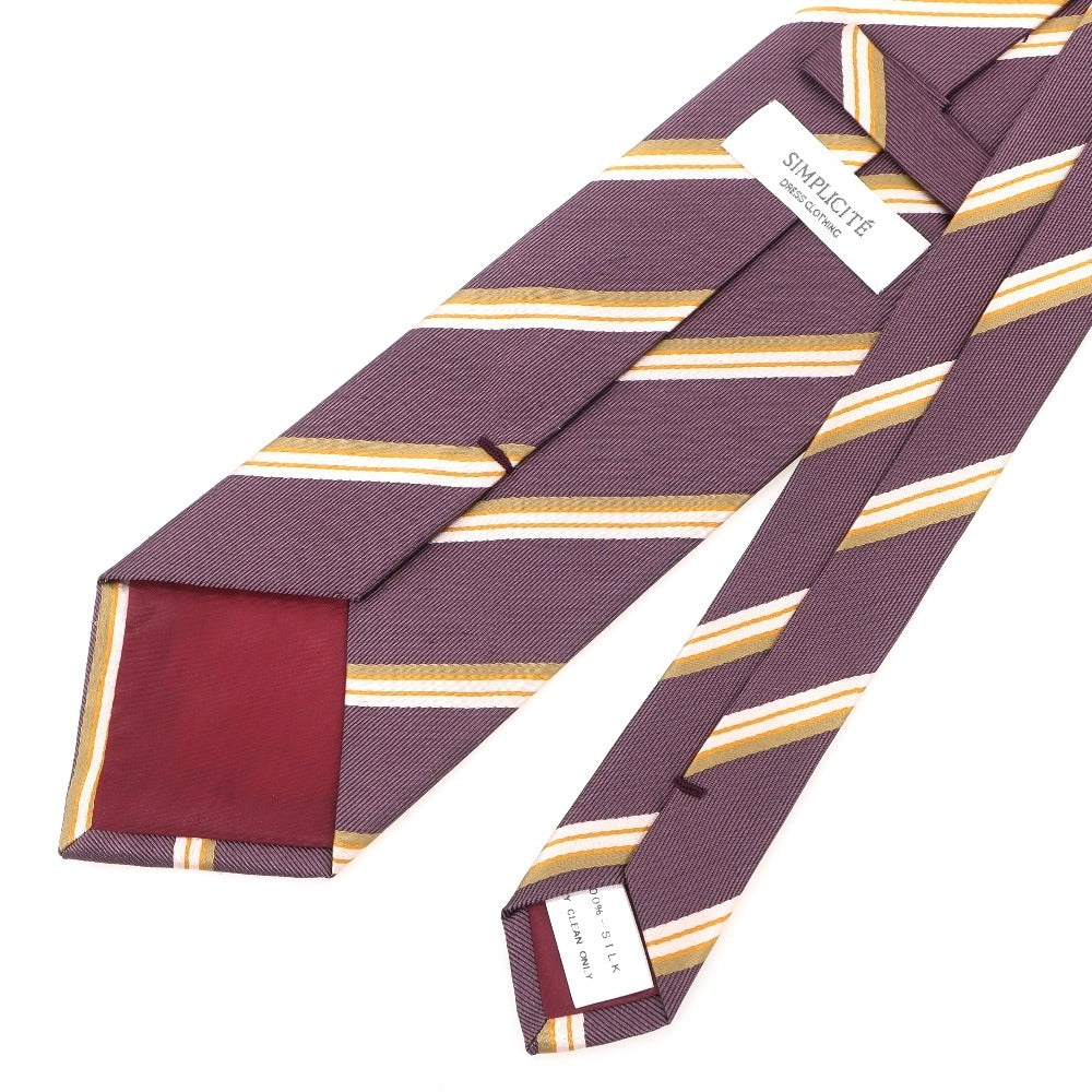 【中古】シンプリシテェ Simplicite シルク ストライプ柄ネクタイ ダークローズピンク【 状態ランクB 】【 メンズ 】 [EPD]