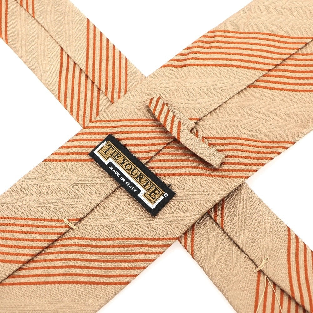 【中古】タイユアタイ TIE YOUR TIE シルク ストライプ柄ネクタイ ベージュxダークオレンジ【 状態ランクB 】【 メンズ 】