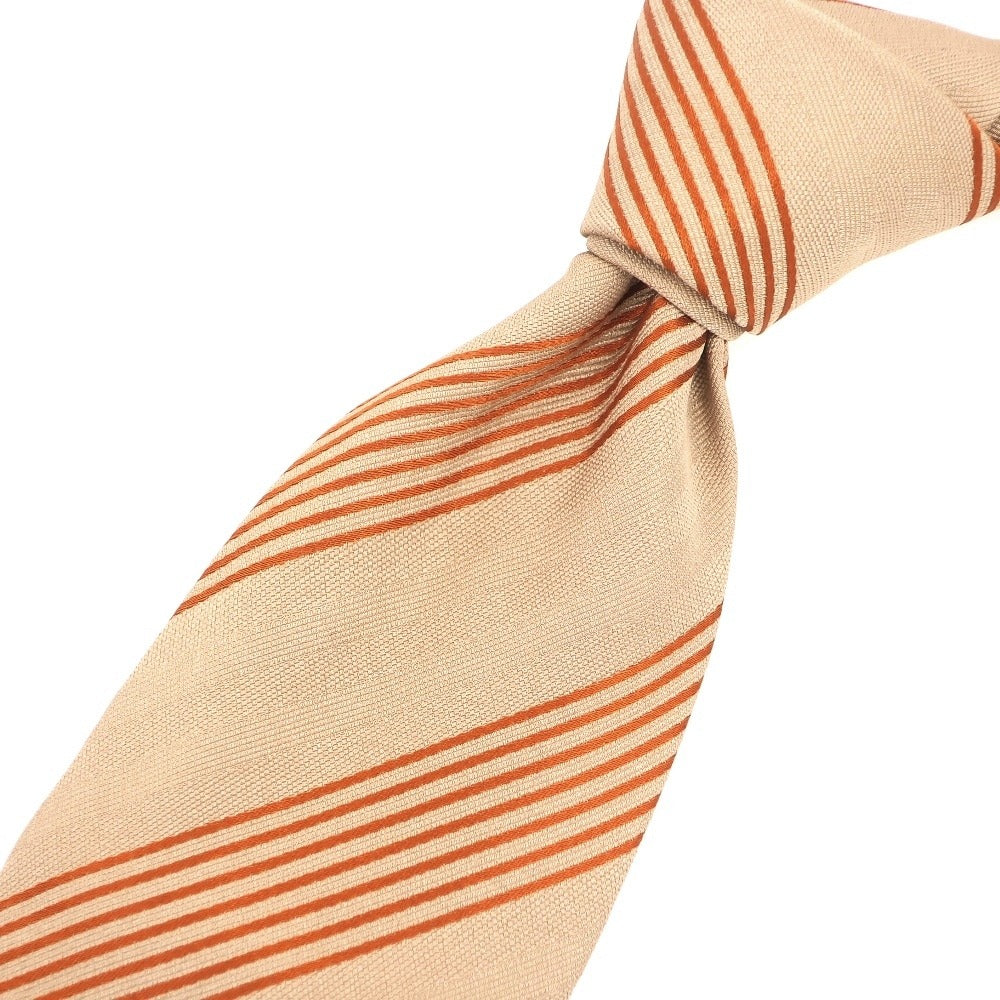 【中古】タイユアタイ TIE YOUR TIE シルク ストライプ柄ネクタイ ベージュxダークオレンジ【 状態ランクB 】【 メンズ 】