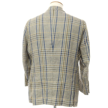 [Used] SARTORIA LEONARDI Linen Check Casual Jacket Beige x Green Gray [50] [Condition Rank C] [Men&