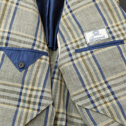 [Used] SARTORIA LEONARDI Linen Check Casual Jacket Beige x Green Gray [50] [Condition Rank C] [Men&