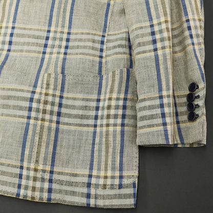 [Used] SARTORIA LEONARDI Linen Check Casual Jacket Beige x Green Gray [50] [Condition Rank C] [Men&