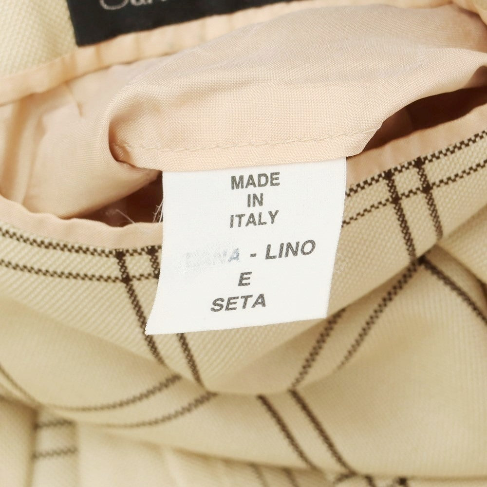 [Used] La vera Sartoria Napoletana Linen Silk Check Tailored Jacket Beige x Dark Brown [48] [Condition Rank C] [Men&