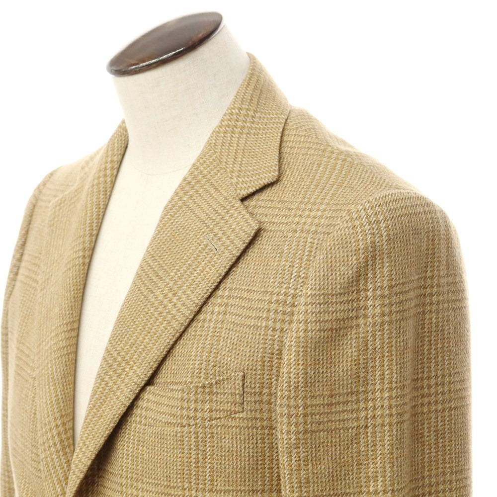 【中古】サルトリア パルテノペア Sartoria Partenopea ウールカシミヤ チェック テーラードジャケット ベージュxブラウン【サイズ48】【BRW】【A/W】【状態ランクB】【メンズ】