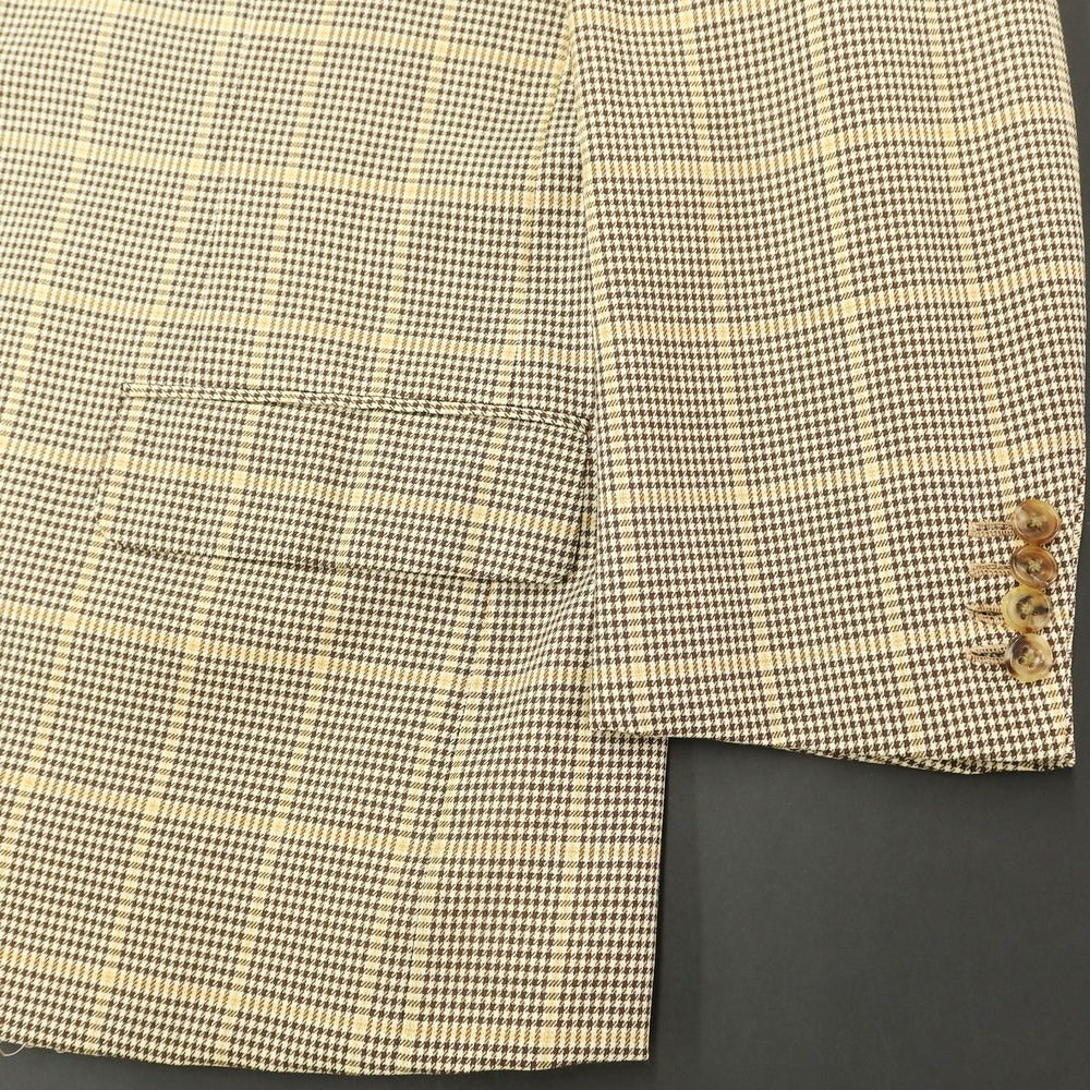 [Used] Barneys New York Houndstooth wool tailored jacket, cream x brown x yellow [No size indicated (L)] [Condition rank: D] [Men&