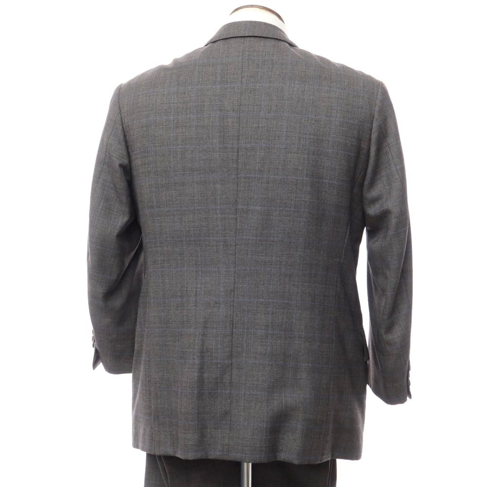 【中古】ファーラン ＆ ハーヴィー FALLAN &amp; HARVEY ウール系 チェック セットアップ 2つボタンスーツ グレーxブルー【 表記なし（XL位）/94 】【 状態ランクD 】【 メンズ 】 [EPD]