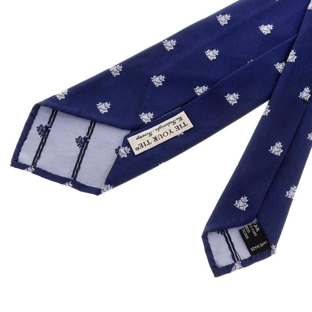 [Used] TIE YOUR TIE Sette Pieghe Silk Small Pattern Necktie Navy [-] [Condition Rank B] ​​[Men&