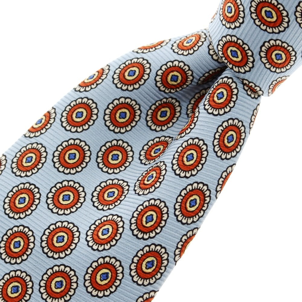 [Used] BARBA Quattro Pieghe Silk Small Pattern Necktie Light Blue x Orange [Size -] [BLU] [S/S/A/W] [Condition Rank B] ​​[Men&