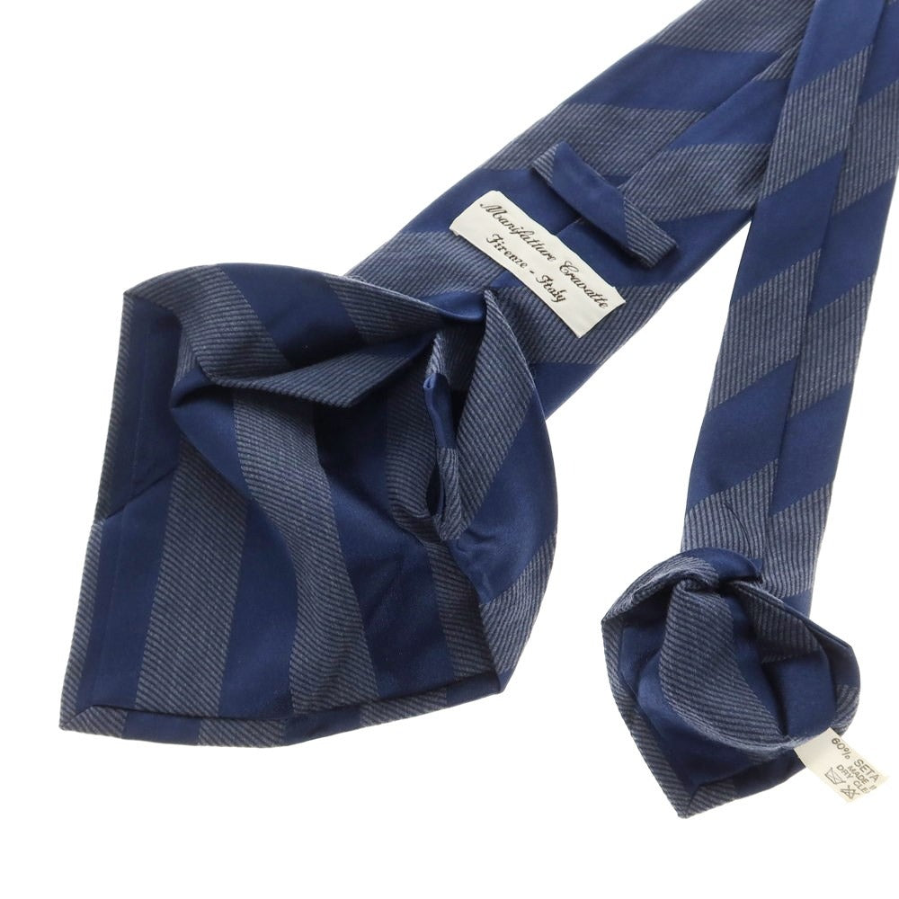 [Used] Manifatture Cravatte Quattro Pieghe Silk Wool Striped Tie Navy [Size -] [NVY] [A/W] [Condition Rank C] [Men&