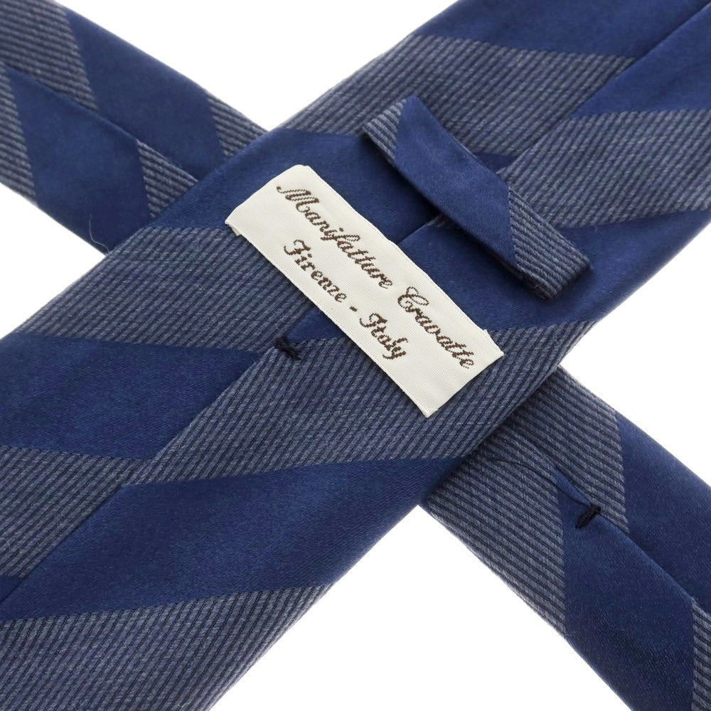 [Used] Manifatture Cravatte Quattro Pieghe Silk Wool Striped Tie Navy [Size -] [NVY] [A/W] [Condition Rank C] [Men&