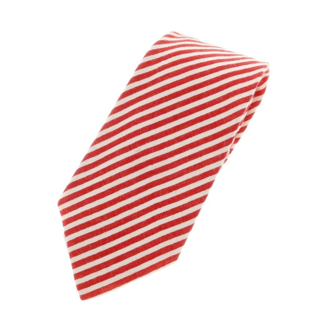 [Used] Manifatture Cravatte 3-fold linen striped tie, red x white [Size -] [RED] [S/S] [Condition Rank B] ​​[Men&