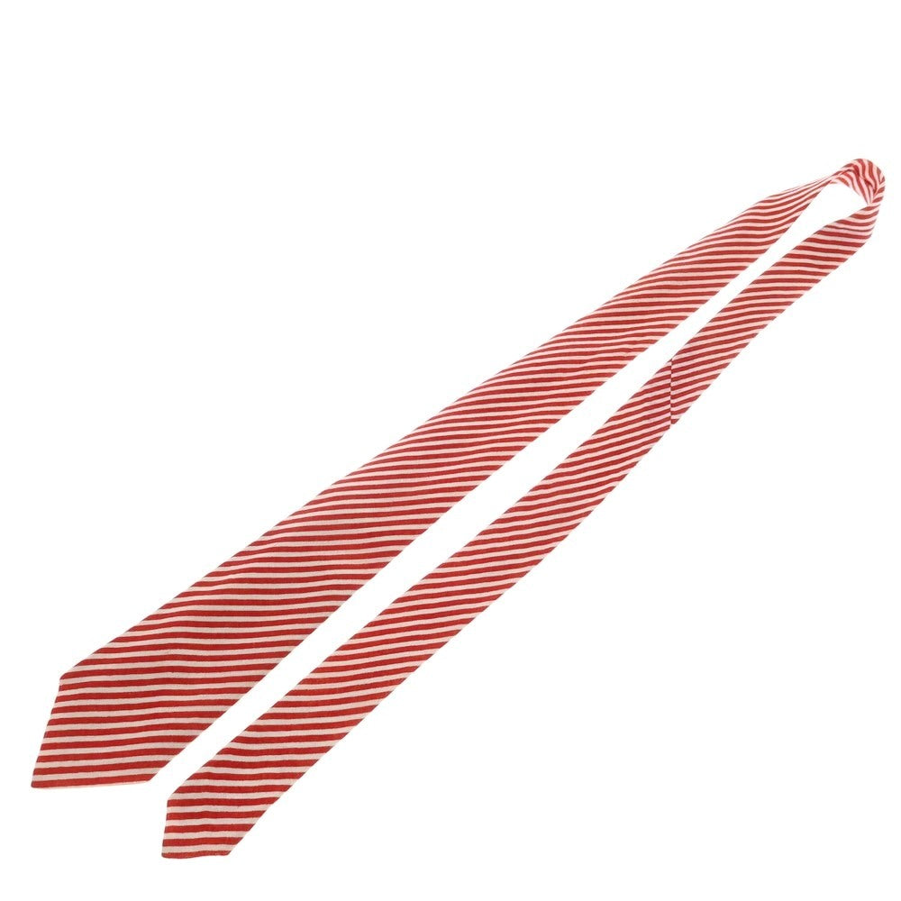 [Used] Manifatture Cravatte 3-fold linen striped tie, red x white [Size -] [RED] [S/S] [Condition Rank B] ​​[Men&