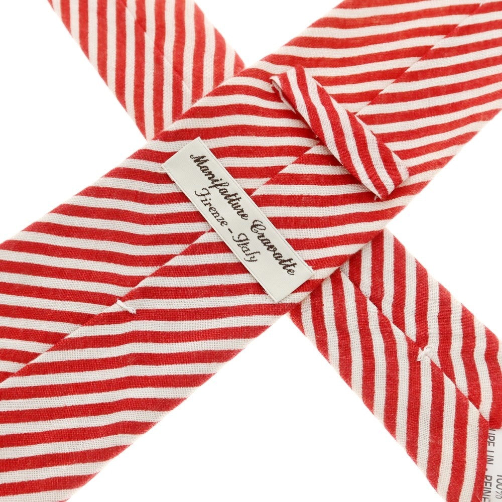 [Used] Manifatture Cravatte 3-fold linen striped tie, red x white [Size -] [RED] [S/S] [Condition Rank B] ​​[Men&