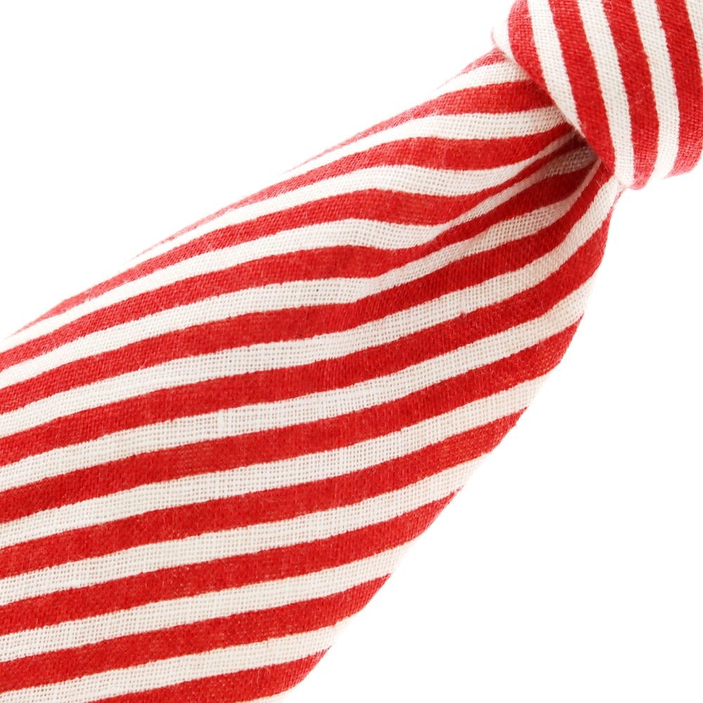 [Used] Manifatture Cravatte 3-fold linen striped tie, red x white [Size -] [RED] [S/S] [Condition Rank B] ​​[Men&