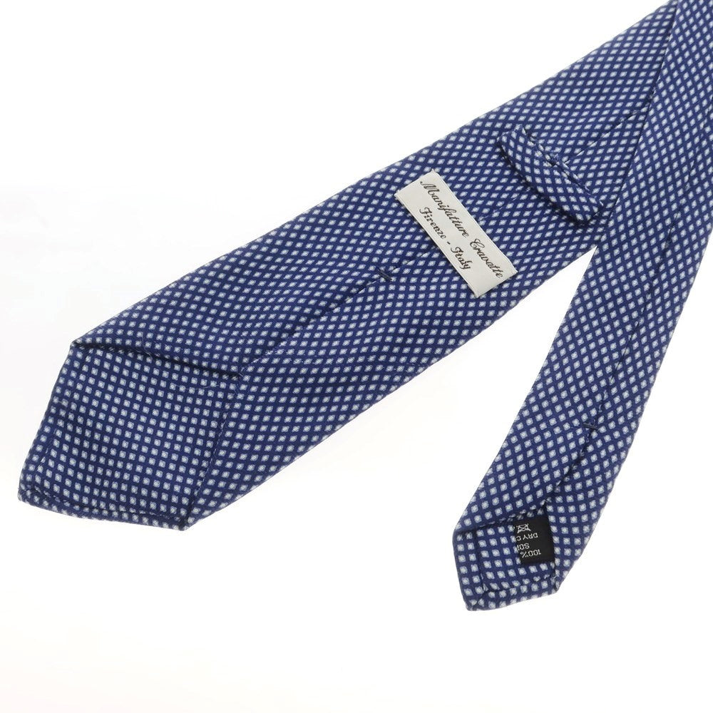 [Used] Manifatture Cravatte 3-fold silk small pattern necktie, navy x white [Size -] [NVY] [S/S/A/W] [Condition Rank B] ​​[Men&