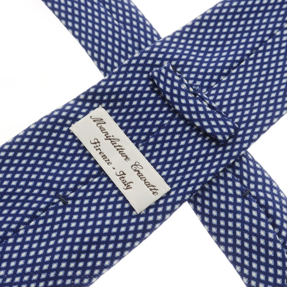 [Used] Manifatture Cravatte 3-fold silk small pattern necktie, navy x white [Size -] [NVY] [S/S/A/W] [Condition Rank B] ​​[Men&