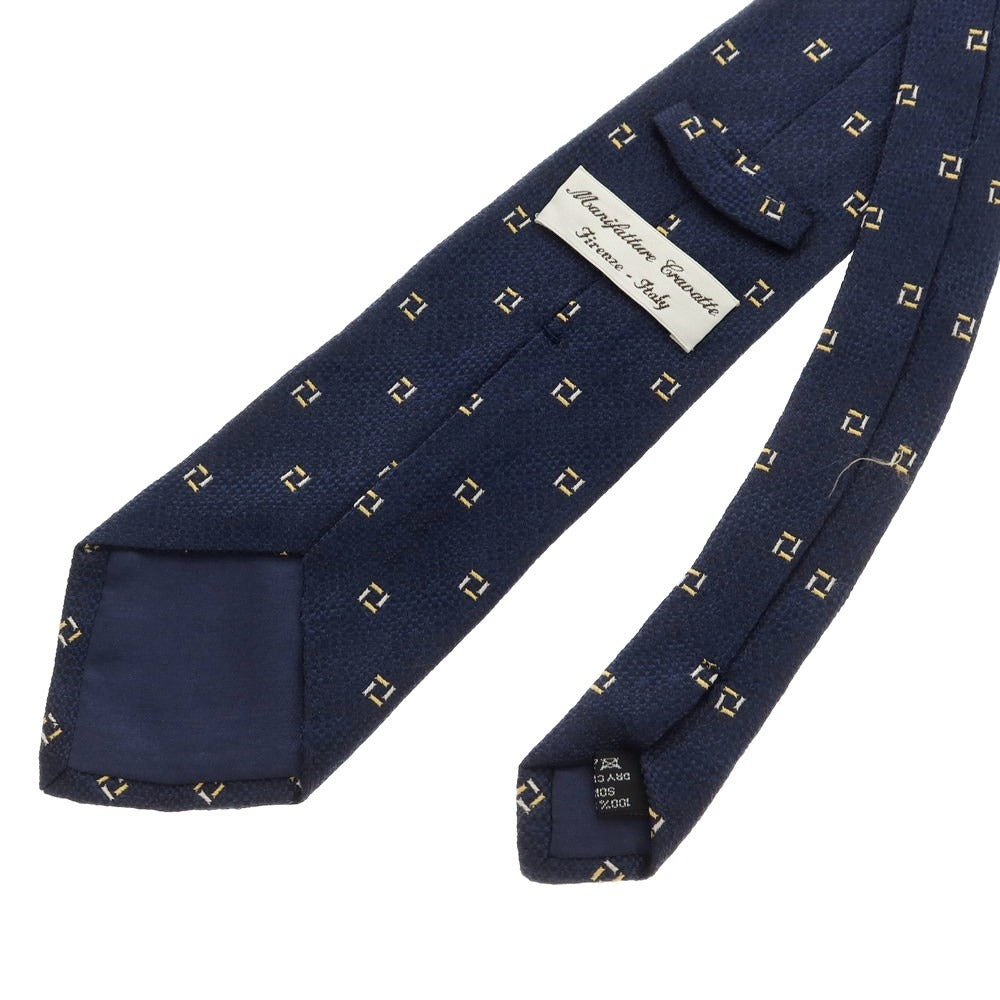 [Used] Manifatture Cravatte 3-fold silk small pattern tie, navy [Size -] [NVY] [S/S/A/W] [Condition Rank B] ​​[Men&