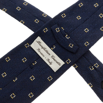 [Used] Manifatture Cravatte 3-fold silk small pattern tie, navy [Size -] [NVY] [S/S/A/W] [Condition Rank B] ​​[Men&