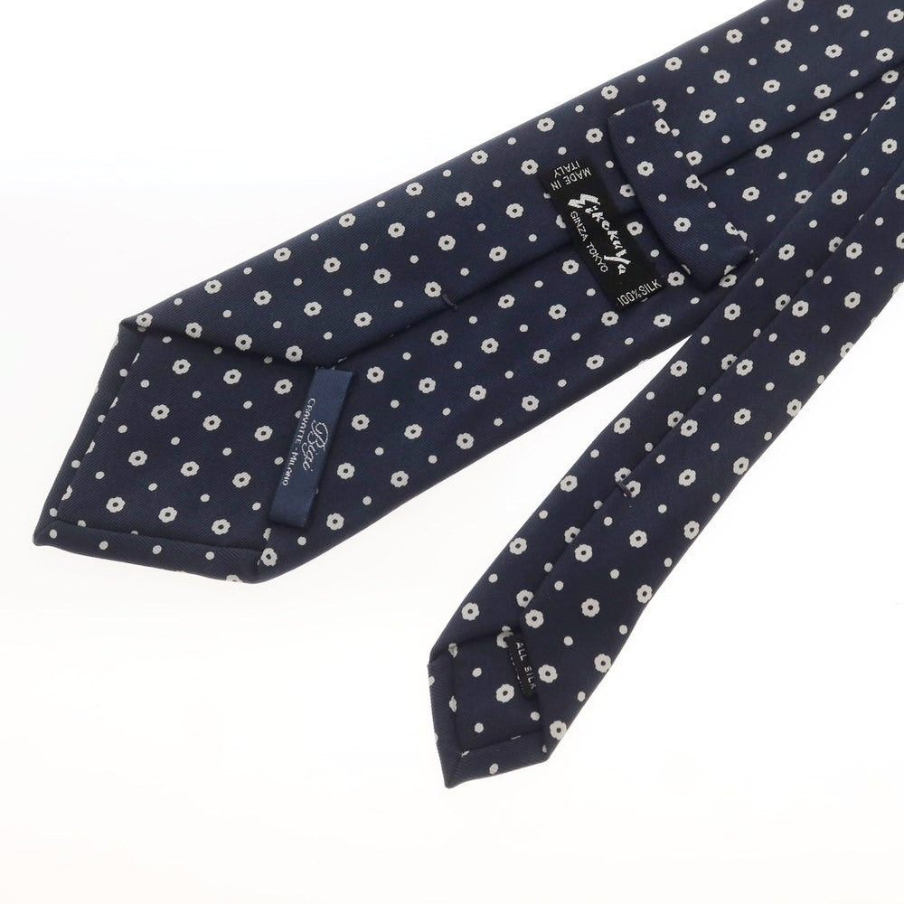 [Used] Stefano Bigi 3-fold silk small pattern tie, navy [Size -] [NVY] [S/S/A/W] [Condition Rank B] ​​[Men&