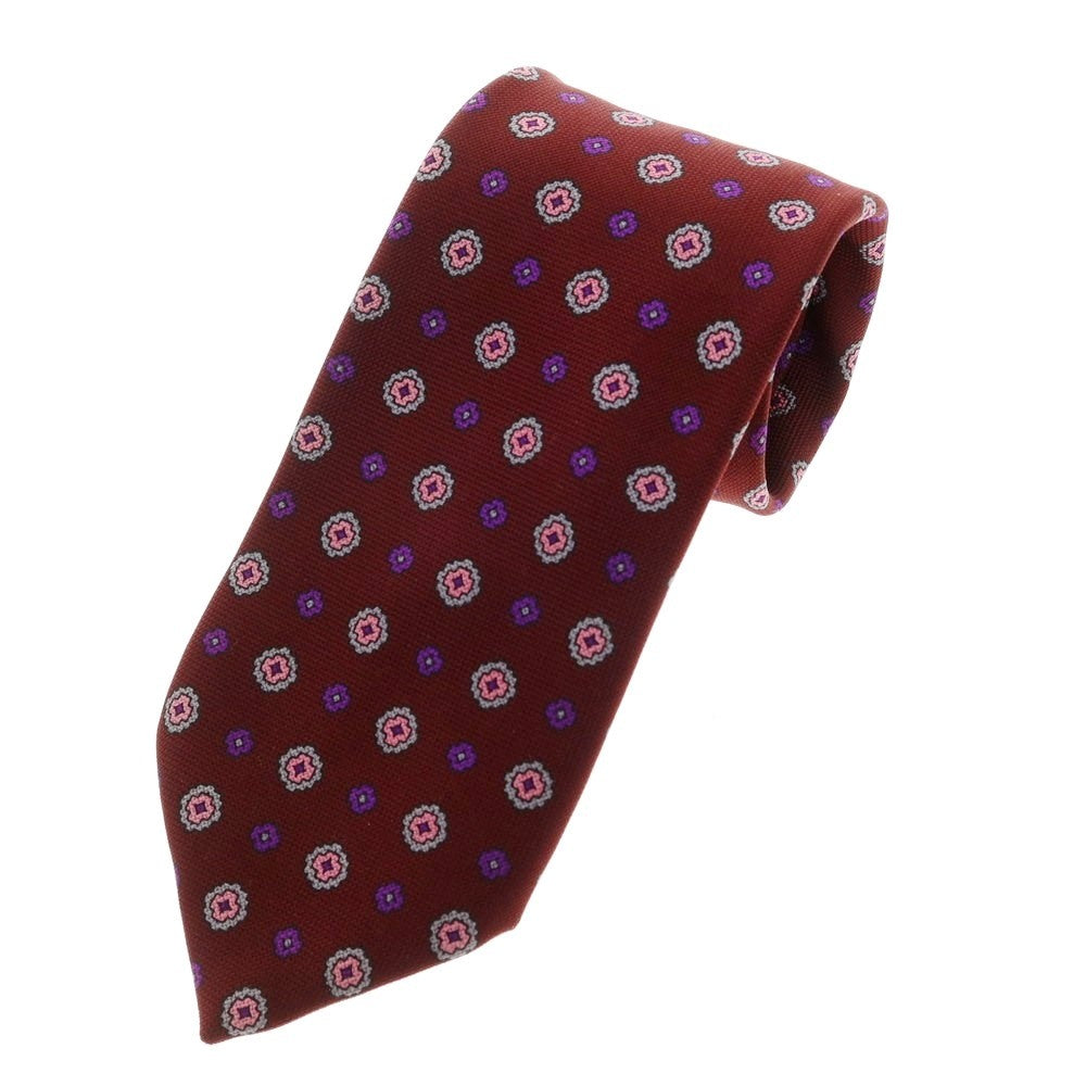 [Used] Stefano Bigi 3-fold silk small pattern tie Bordeaux [Size -] [RED] [S/S/A/W] [Condition Rank B] ​​[Men&