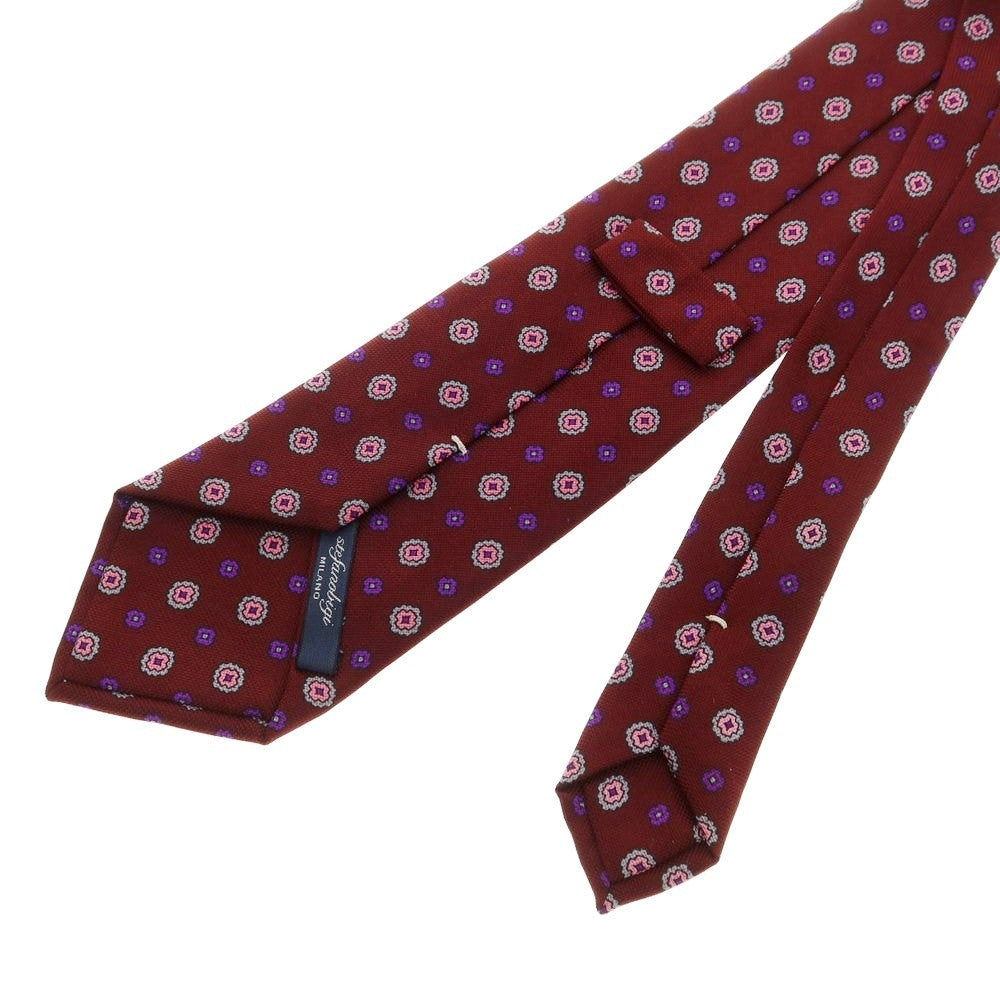 [Used] Stefano Bigi 3-fold silk small pattern tie Bordeaux [Size -] [RED] [S/S/A/W] [Condition Rank B] ​​[Men&