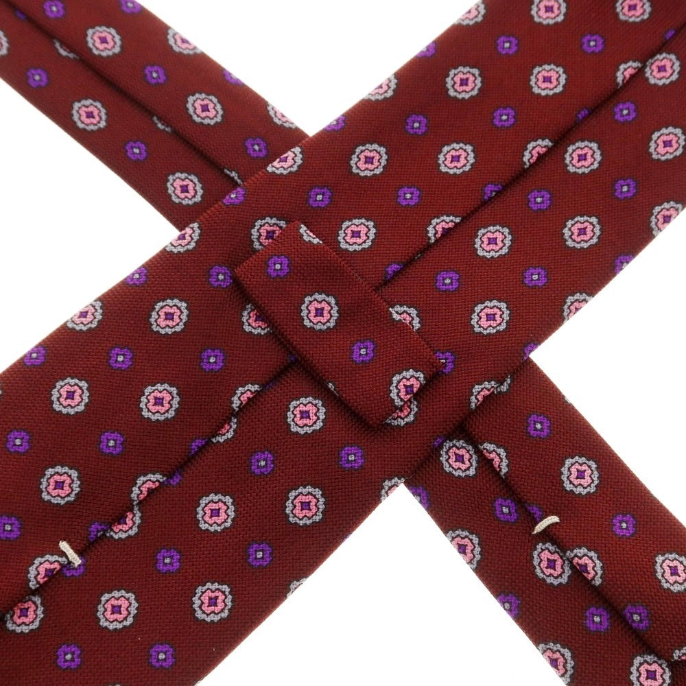 [Used] Stefano Bigi 3-fold silk small pattern tie Bordeaux [Size -] [RED] [S/S/A/W] [Condition Rank B] ​​[Men&