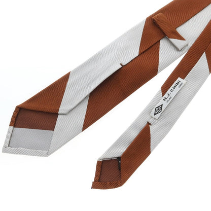 [Used] Nicky 3-fold silk striped tie, brown x silver [Size -] [BRW] [S/S/A/W] [Condition Rank C] [Men&