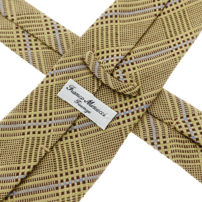 [Used] Franco Minucci 3-fold silk checkered tie, beige x brown [Size -] [BEI] [S/S/A/W] [Condition Rank B] ​​[Men&