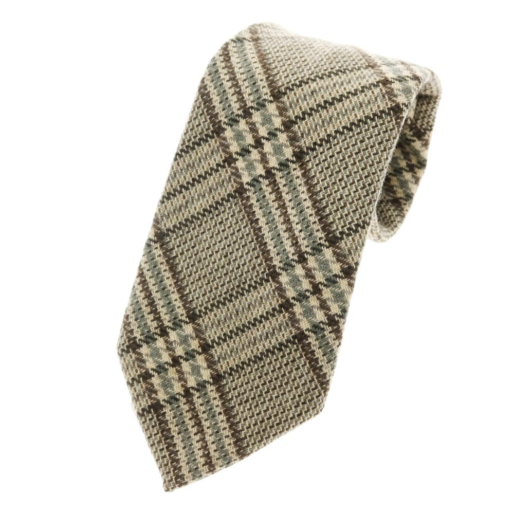 [Used] FRANCO BASSI 3-fold cashmere checkered tie, beige x brown [Size -] [BEI] [A/W] [Condition Rank B] ​​[Men&