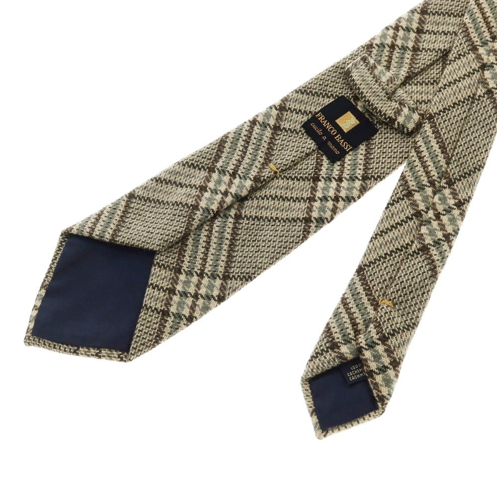 [Used] FRANCO BASSI 3-fold cashmere checkered tie, beige x brown [Size -] [BEI] [A/W] [Condition Rank B] ​​[Men&