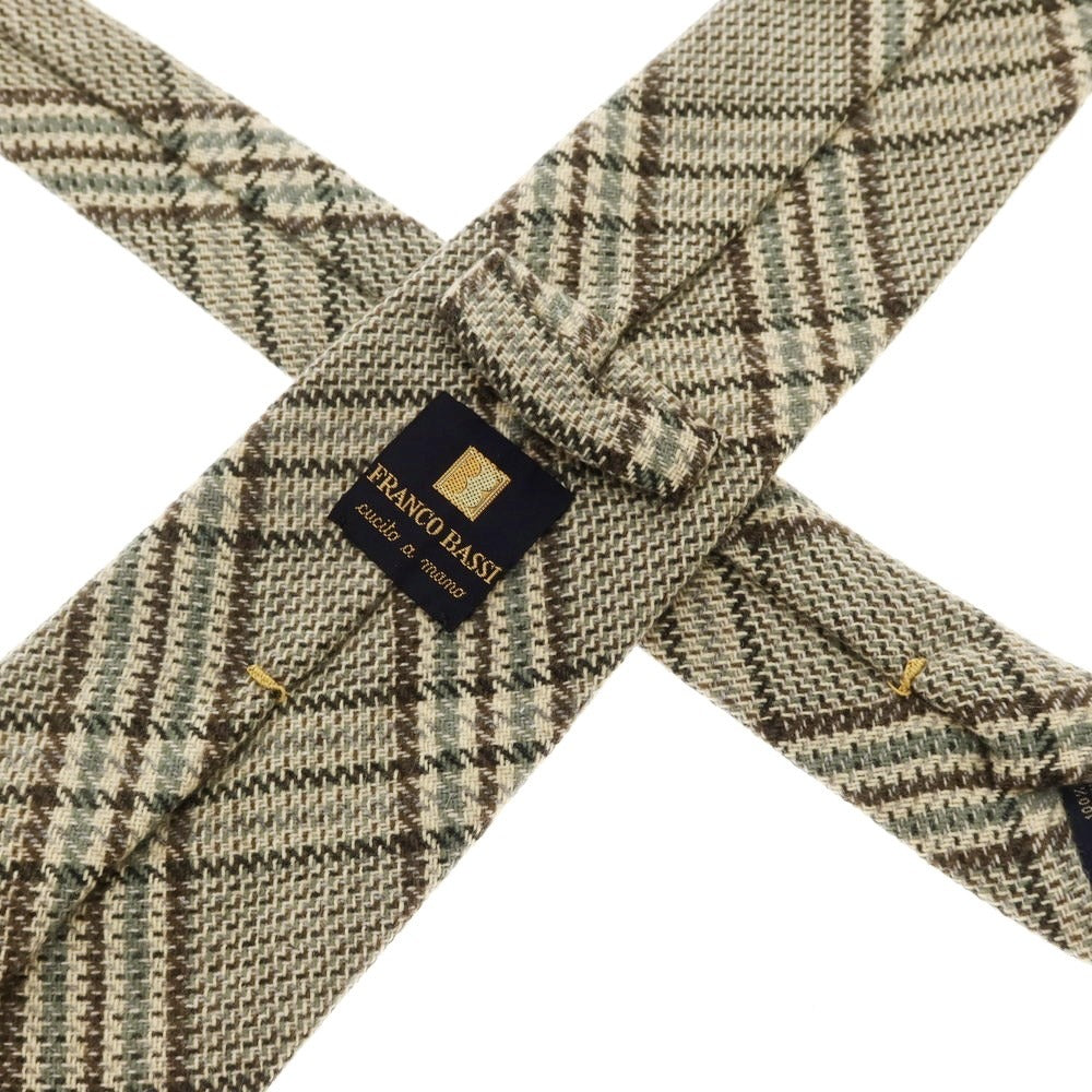 [Used] FRANCO BASSI 3-fold cashmere checkered tie, beige x brown [Size -] [BEI] [A/W] [Condition Rank B] ​​[Men&