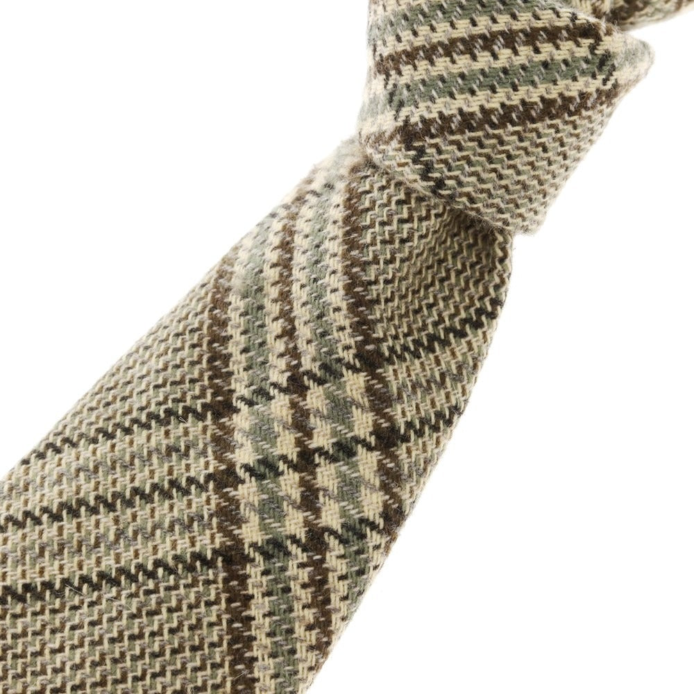 [Used] FRANCO BASSI 3-fold cashmere checkered tie, beige x brown [Size -] [BEI] [A/W] [Condition Rank B] ​​[Men&