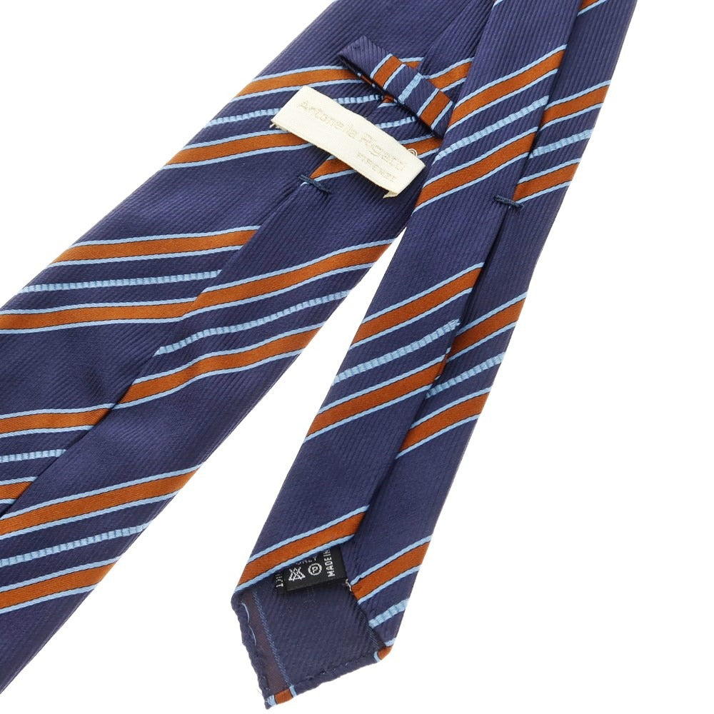 [Used] Rigatti Sette Pieghe Silk Striped Necktie Navy x Dark Orange [Size -] [NVY] [S/S/A/W] [Condition Rank B] ​​[Men&