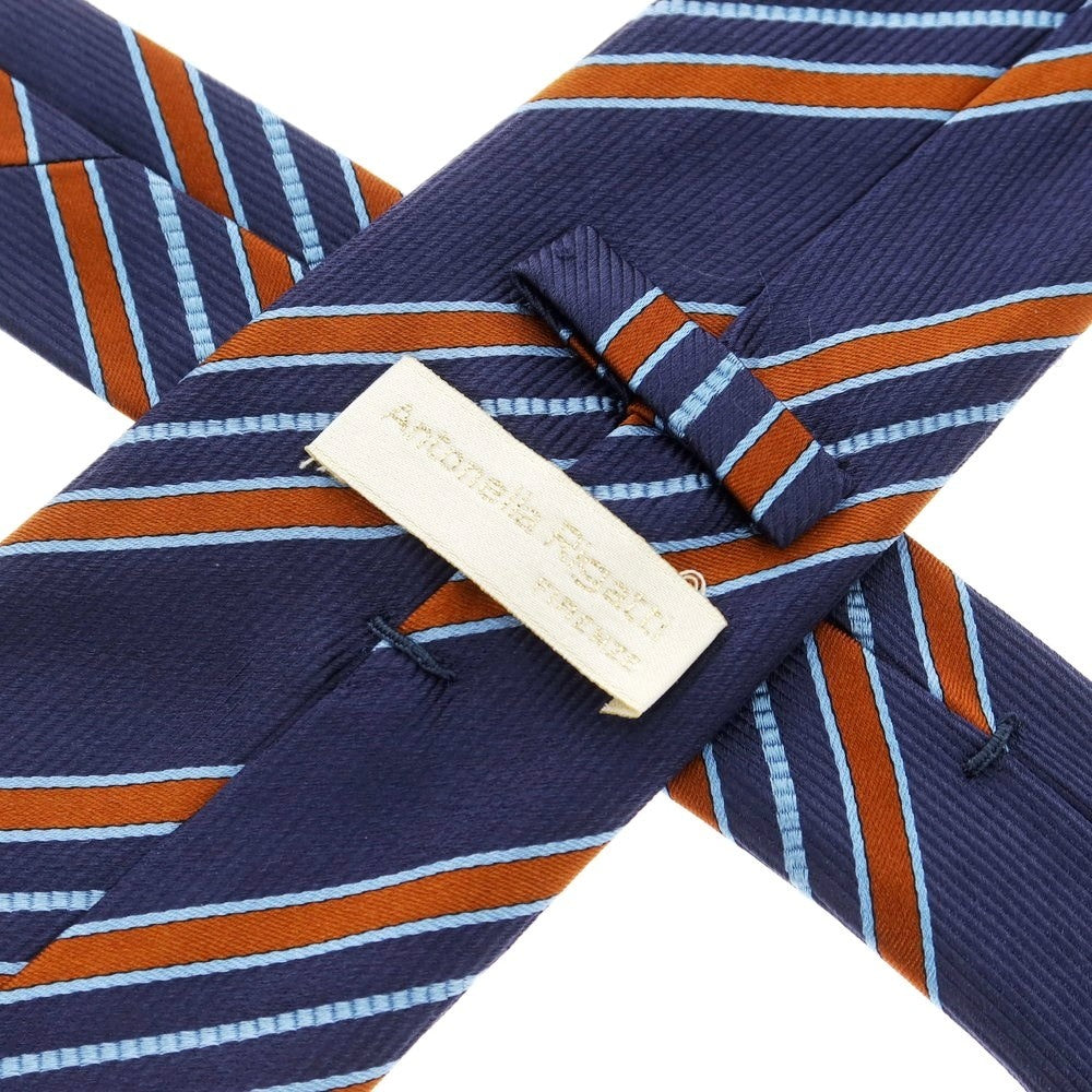 [Used] Rigatti Sette Pieghe Silk Striped Necktie Navy x Dark Orange [Size -] [NVY] [S/S/A/W] [Condition Rank B] ​​[Men&