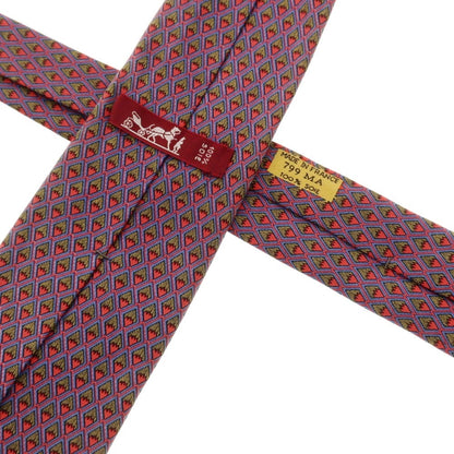 [Used] Hermes HERMES 3-fold silk all-over print tie, pink x blue [Size -] [PNK] [S/S/A/W] [Condition Rank B] ​​[Men&