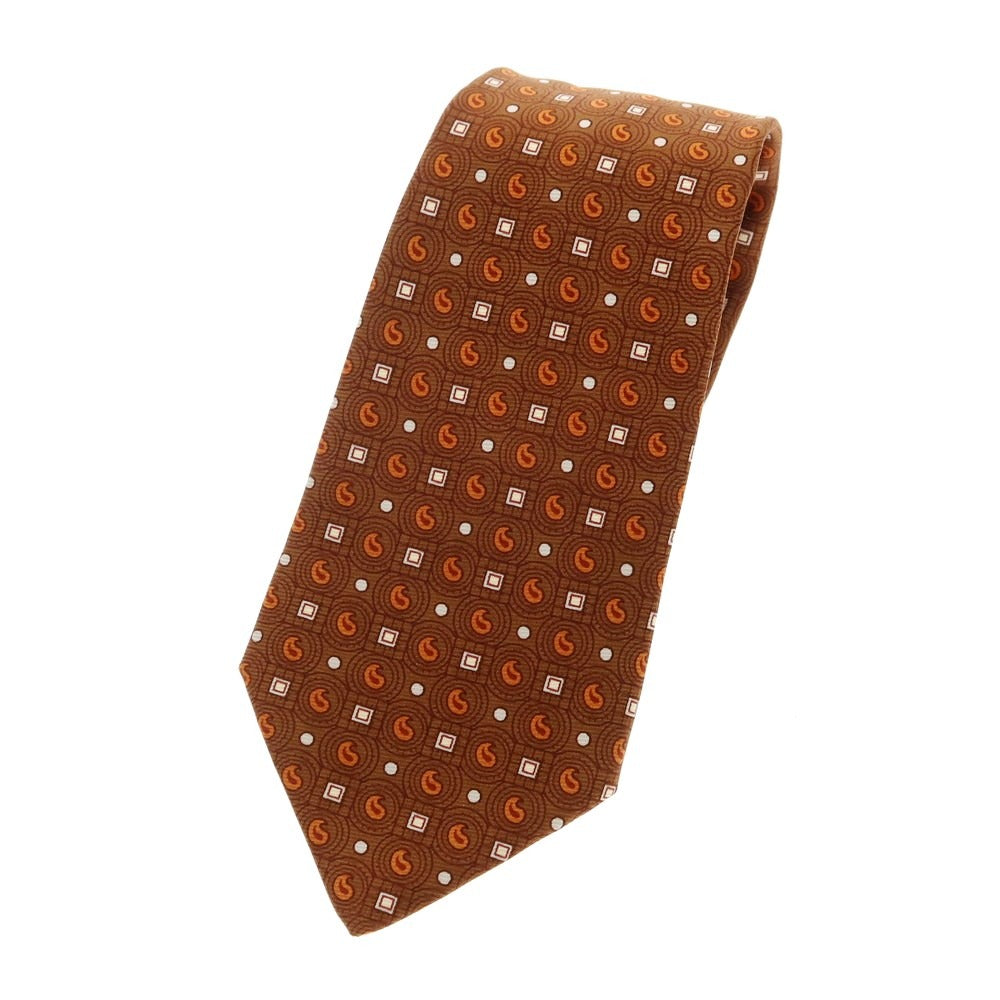 【中古】エトロ ETRO シルク 小紋柄ネクタイ ブラウンxオレンジ【 状態ランクB 】【 メンズ 】 [DPD]