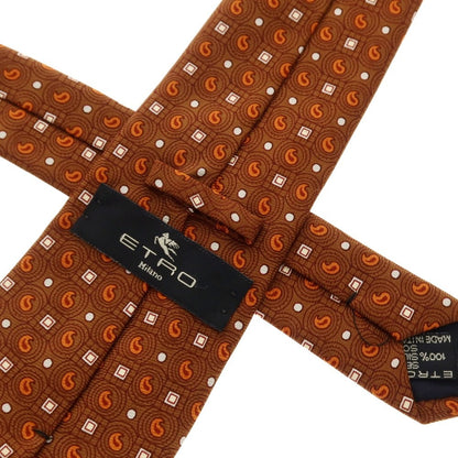 [Used] ETRO 3-fold silk small pattern tie brown x orange [Size -] [BRW] [S/S/A/W] [Condition Rank B] ​​[Men&