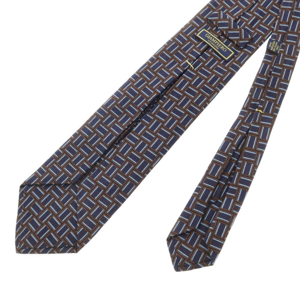 [Used] GIAMPIERO Quattro Pieghe Silk Necktie Navy x Brown [Size -] [NVY] [S/S/A/W] [Condition Rank B] ​​[Men&