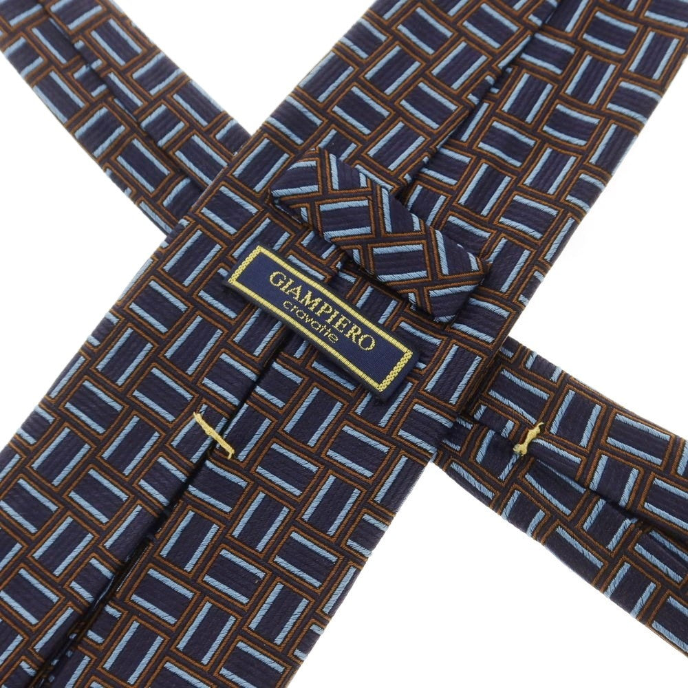 [Used] GIAMPIERO Quattro Pieghe Silk Necktie Navy x Brown [Size -] [NVY] [S/S/A/W] [Condition Rank B] ​​[Men&