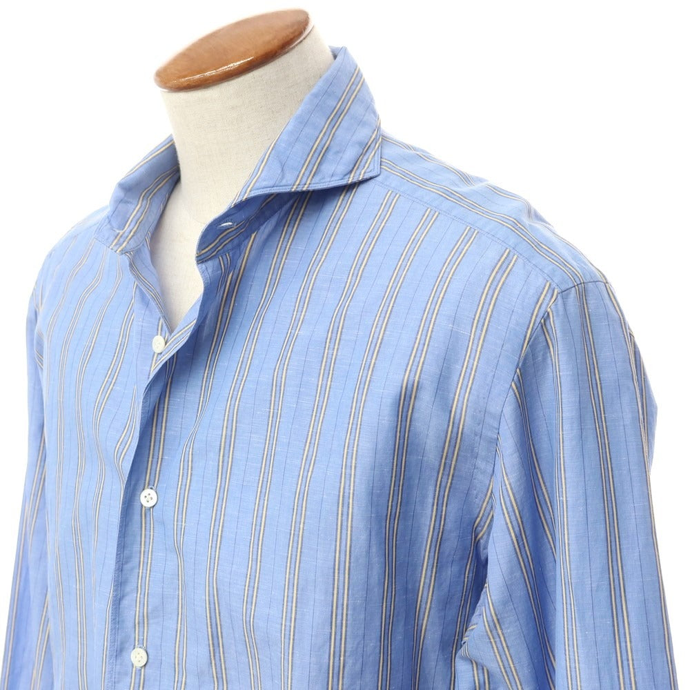 [Used] TRUZZI cotton linen cutaway casual shirt
 Blue x Yellow [Size 40] [BLU] [S/S] [Condition Rank C] [Men&