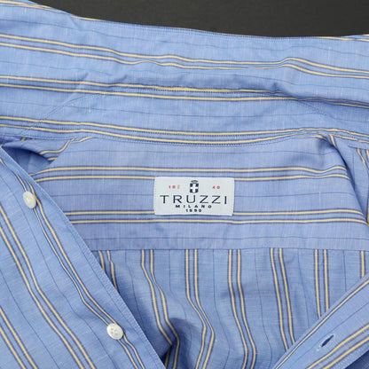 [Used] TRUZZI cotton linen cutaway casual shirt
 Blue x Yellow [Size 40] [BLU] [S/S] [Condition Rank C] [Men&