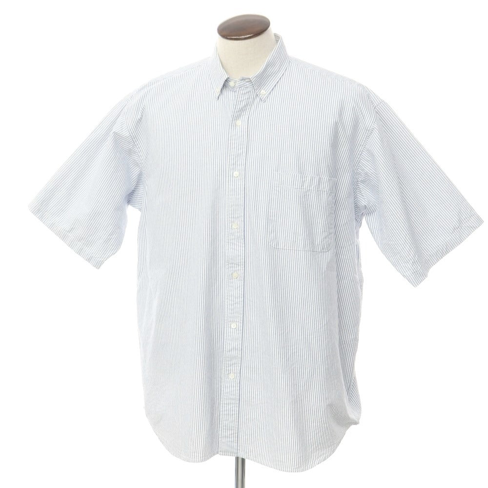 [Used] BEAMS Cotton Button-down Short Sleeve Shirt White x Blue [Size L] [WHT] [S/S] [Condition Rank C] [Men&